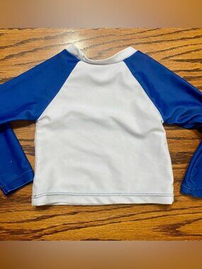 Baby Boy 9-12m Blue White Rash-Guard Long Sleeve Swim Shirt Nautical Crab